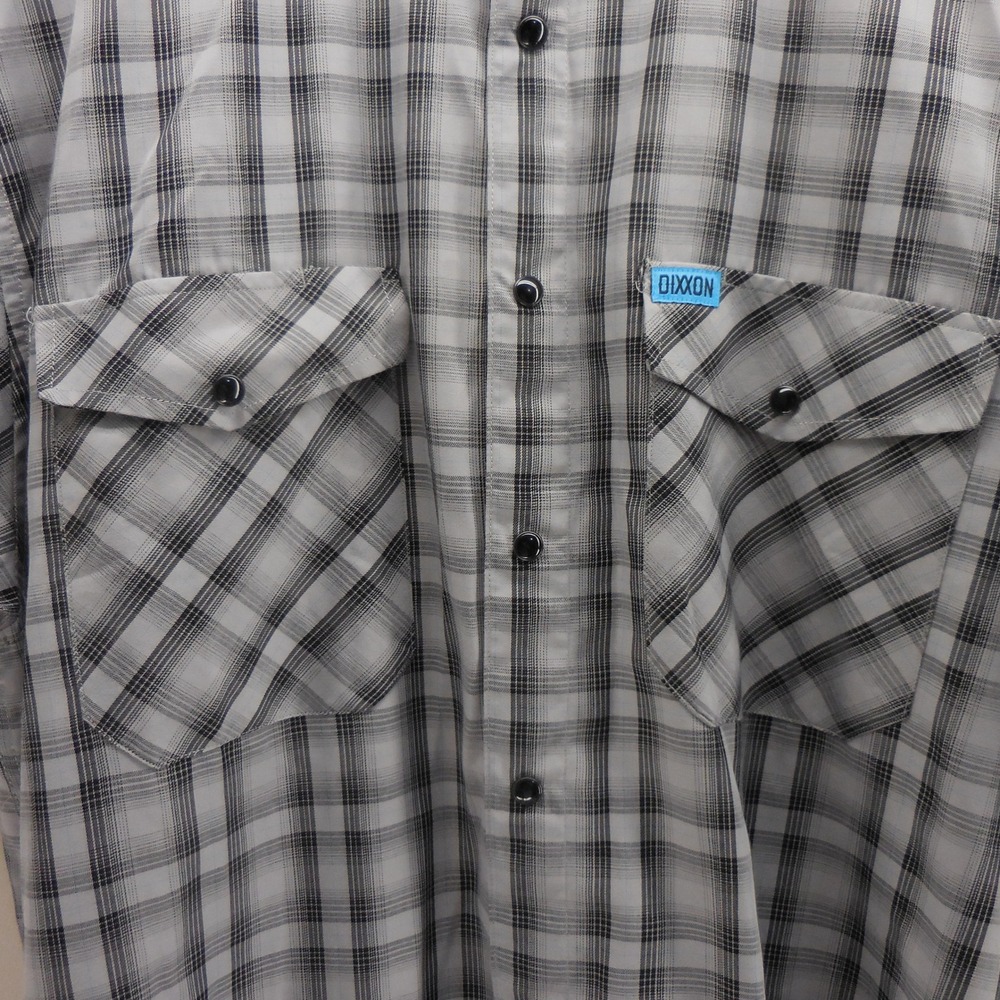 Dixxon Flannel Co Vagabond Grey Black Plaid Bamboo Blend SS Shirt Mens 3X Pearl - Picture 2 of 5